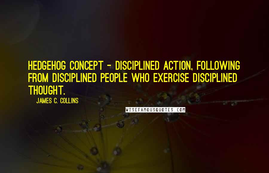 James C. Collins Quotes: Hedgehog Concept - disciplined action, following from disciplined people who exercise disciplined thought.