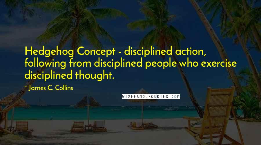 James C. Collins Quotes: Hedgehog Concept - disciplined action, following from disciplined people who exercise disciplined thought.