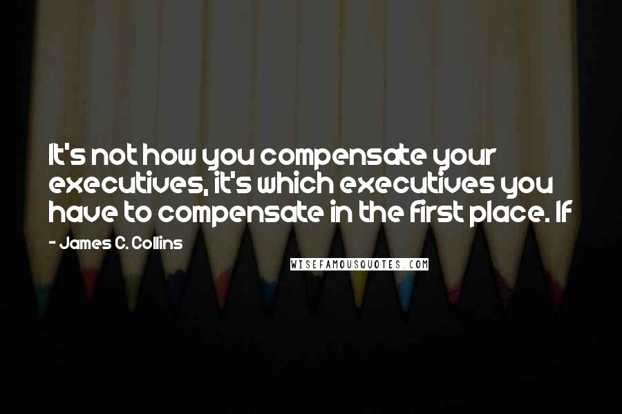 James C. Collins Quotes: It's not how you compensate your executives, it's which executives you have to compensate in the first place. If