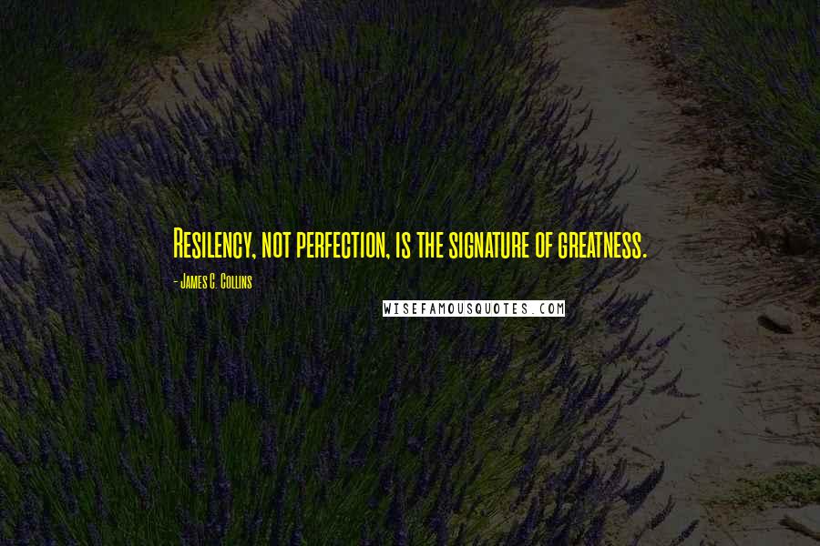 James C. Collins Quotes: Resilency, not perfection, is the signature of greatness.