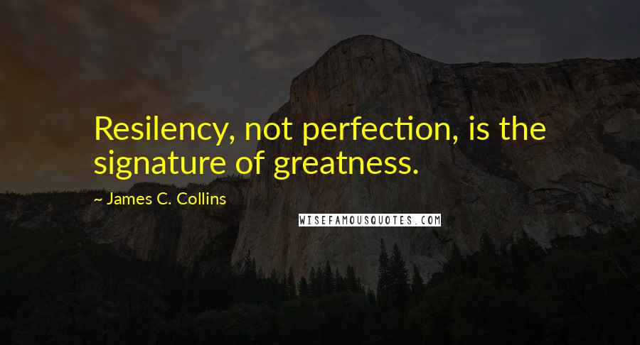 James C. Collins Quotes: Resilency, not perfection, is the signature of greatness.