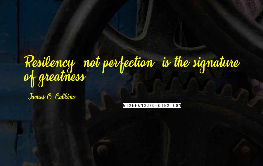 James C. Collins Quotes: Resilency, not perfection, is the signature of greatness.