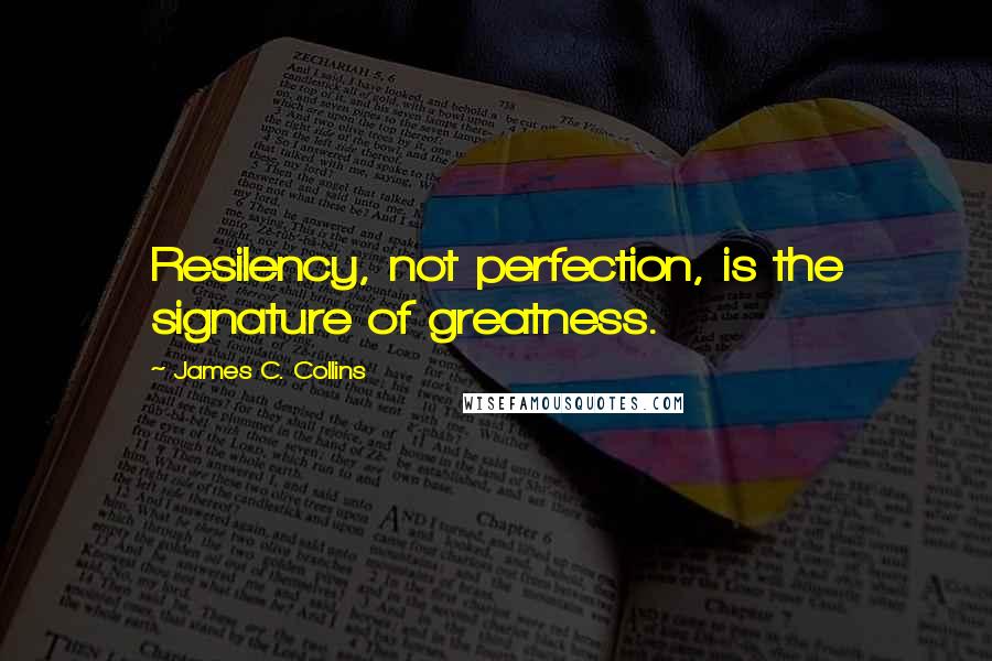 James C. Collins Quotes: Resilency, not perfection, is the signature of greatness.