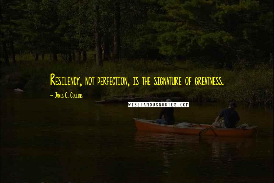 James C. Collins Quotes: Resilency, not perfection, is the signature of greatness.