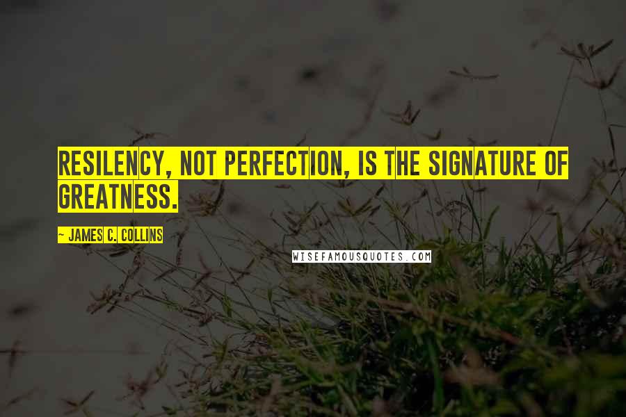 James C. Collins Quotes: Resilency, not perfection, is the signature of greatness.