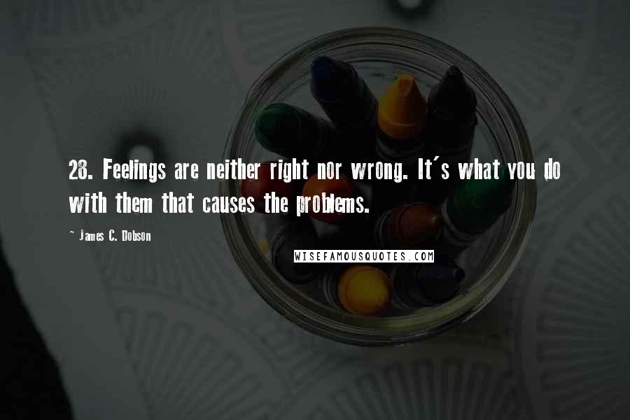 James C. Dobson Quotes: 28. Feelings are neither right nor wrong. It's what you do with them that causes the problems.