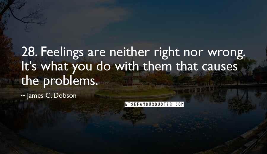 James C. Dobson Quotes: 28. Feelings are neither right nor wrong. It's what you do with them that causes the problems.