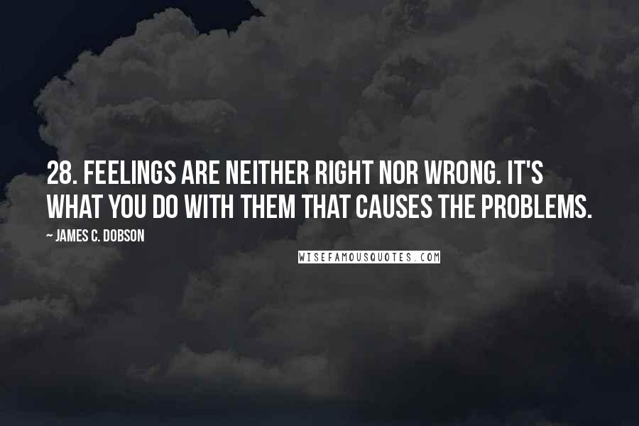 James C. Dobson Quotes: 28. Feelings are neither right nor wrong. It's what you do with them that causes the problems.