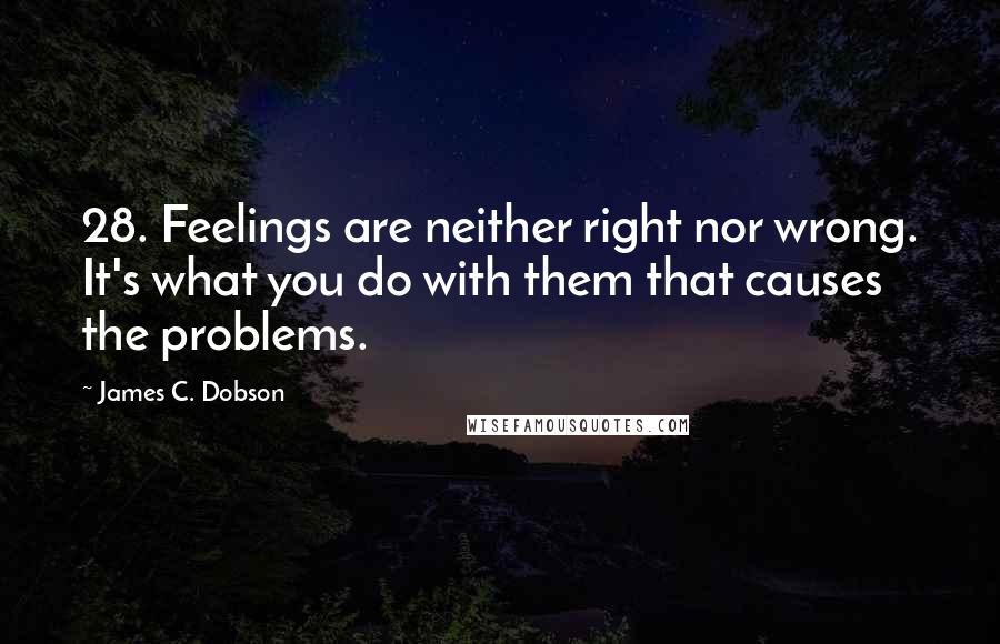 James C. Dobson Quotes: 28. Feelings are neither right nor wrong. It's what you do with them that causes the problems.