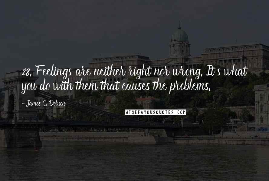 James C. Dobson Quotes: 28. Feelings are neither right nor wrong. It's what you do with them that causes the problems.