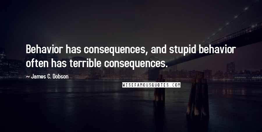 James C. Dobson Quotes: Behavior has consequences, and stupid behavior often has terrible consequences.