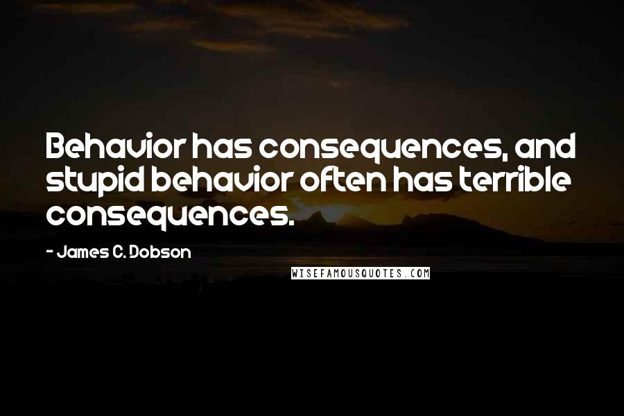 James C. Dobson Quotes: Behavior has consequences, and stupid behavior often has terrible consequences.