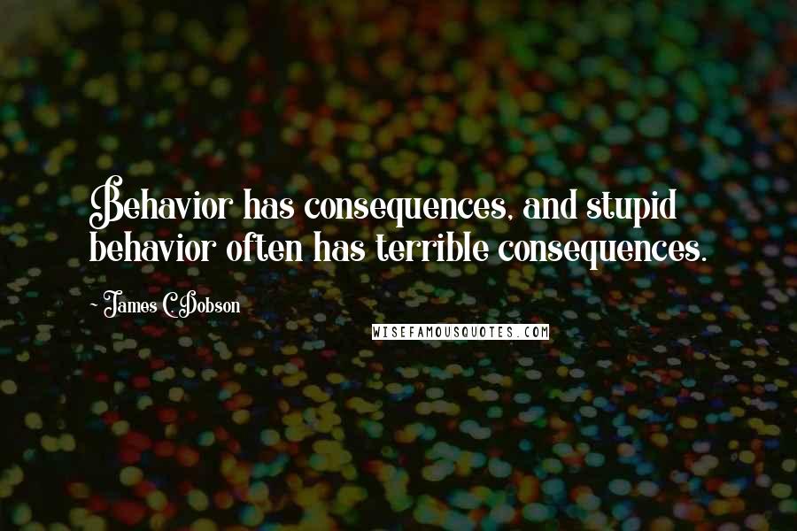 James C. Dobson Quotes: Behavior has consequences, and stupid behavior often has terrible consequences.