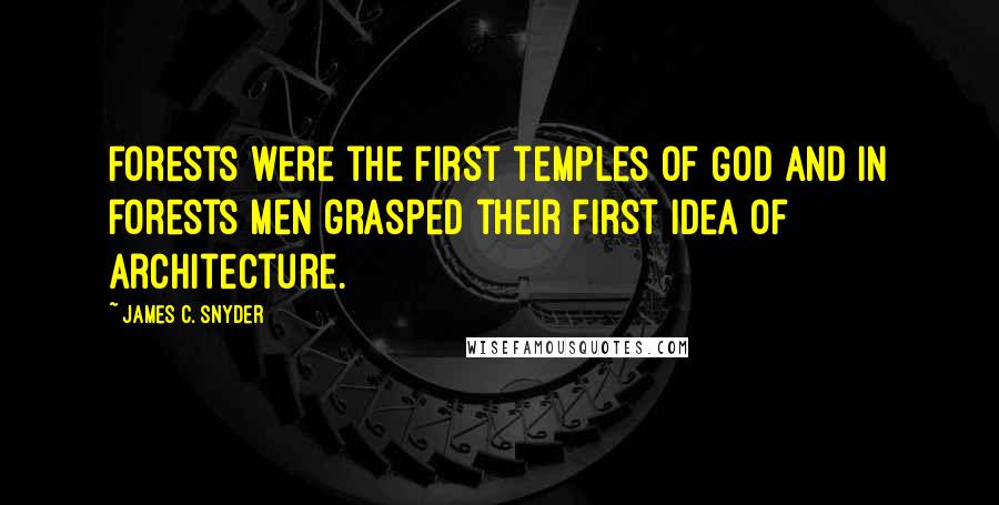 James C. Snyder Quotes: Forests were the first temples of God and in forests men grasped their first idea of architecture.