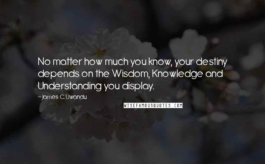 James C. Uwandu Quotes: No matter how much you know, your destiny depends on the Wisdom, Knowledge and Understanding you display.