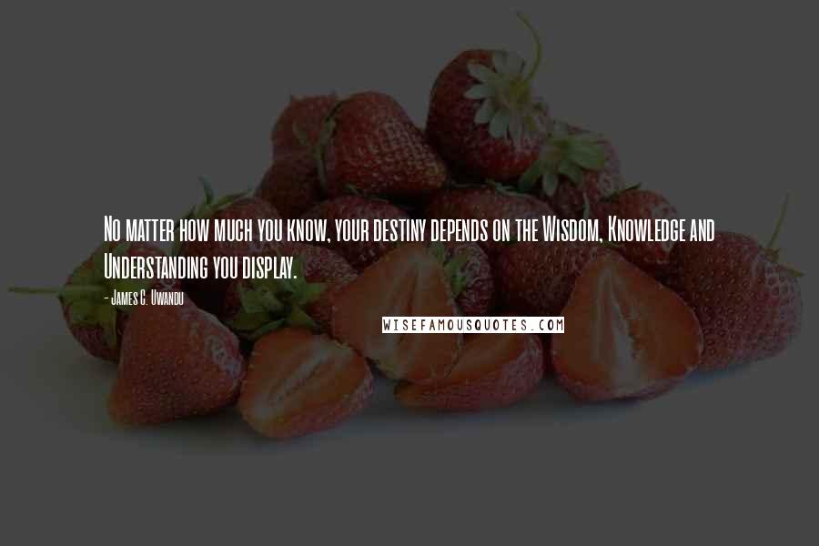 James C. Uwandu Quotes: No matter how much you know, your destiny depends on the Wisdom, Knowledge and Understanding you display.