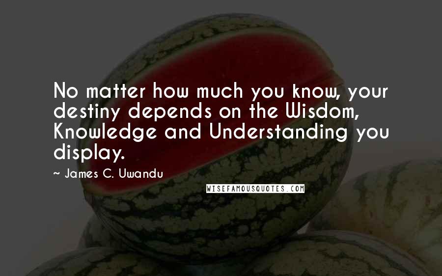 James C. Uwandu Quotes: No matter how much you know, your destiny depends on the Wisdom, Knowledge and Understanding you display.