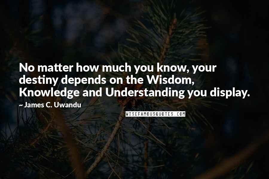 James C. Uwandu Quotes: No matter how much you know, your destiny depends on the Wisdom, Knowledge and Understanding you display.