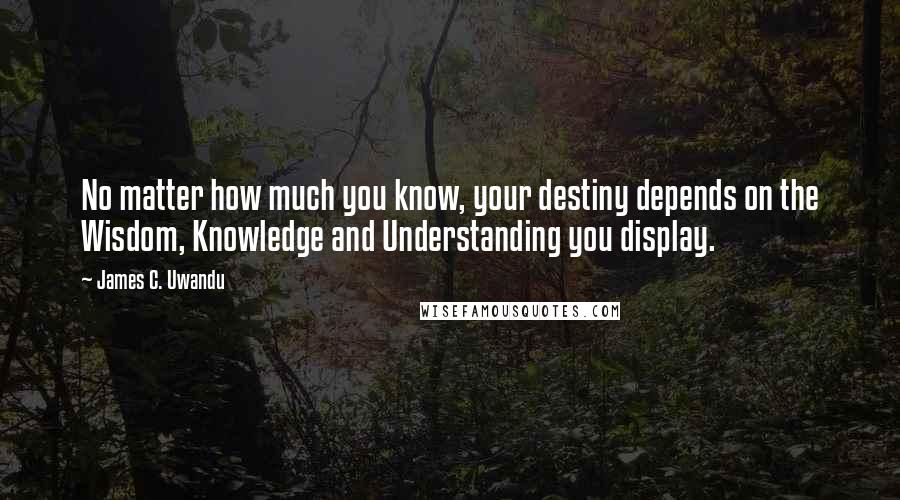 James C. Uwandu Quotes: No matter how much you know, your destiny depends on the Wisdom, Knowledge and Understanding you display.