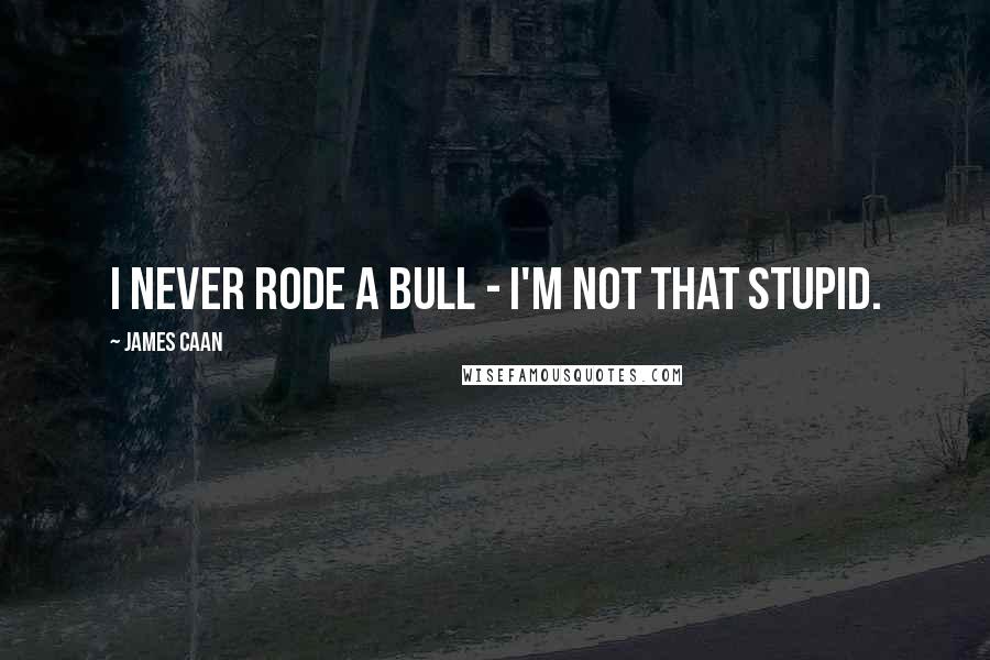 James Caan Quotes: I never rode a bull - I'm not that stupid.