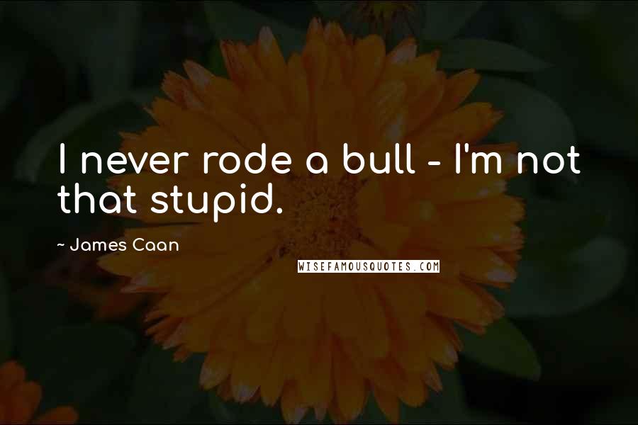 James Caan Quotes: I never rode a bull - I'm not that stupid.