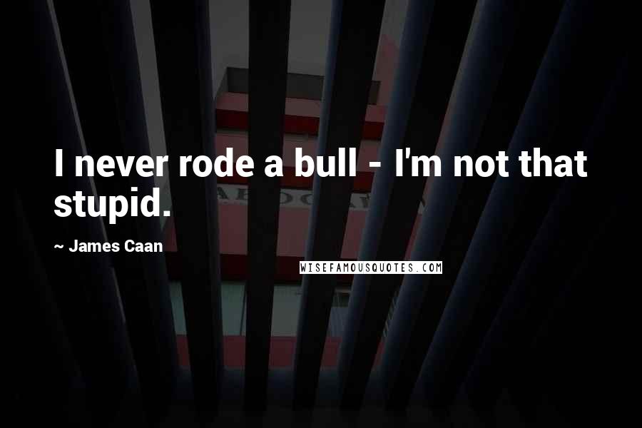 James Caan Quotes: I never rode a bull - I'm not that stupid.