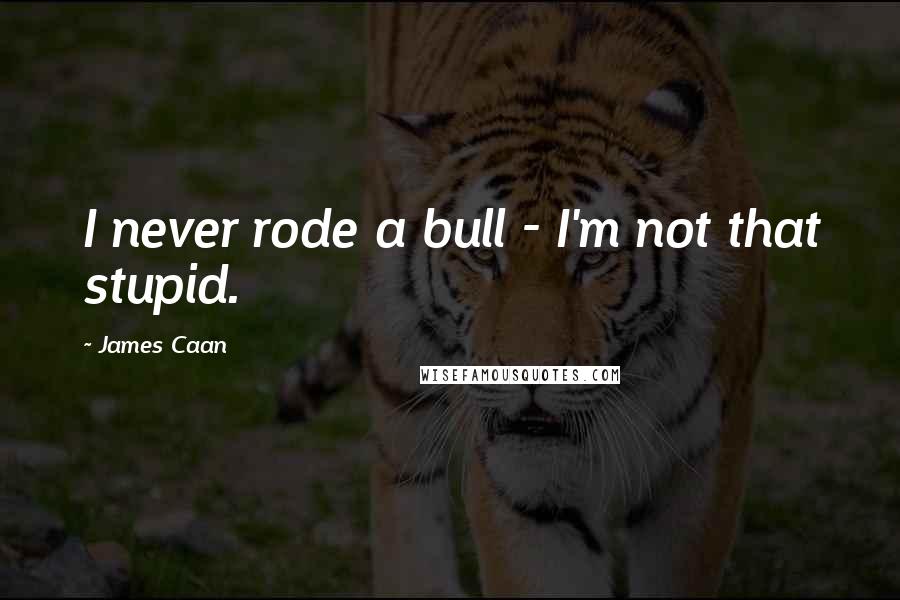 James Caan Quotes: I never rode a bull - I'm not that stupid.