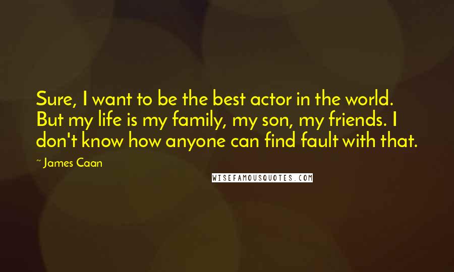 James Caan Quotes: Sure, I want to be the best actor in the world. But my life is my family, my son, my friends. I don't know how anyone can find fault with that.