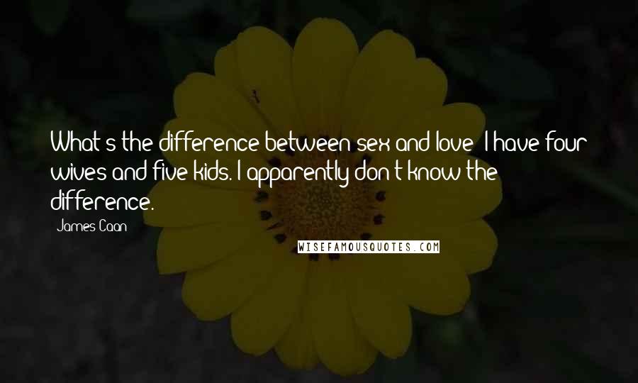 James Caan Quotes: What's the difference between sex and love? I have four wives and five kids. I apparently don't know the difference.