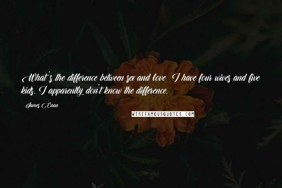 James Caan Quotes: What's the difference between sex and love? I have four wives and five kids. I apparently don't know the difference.