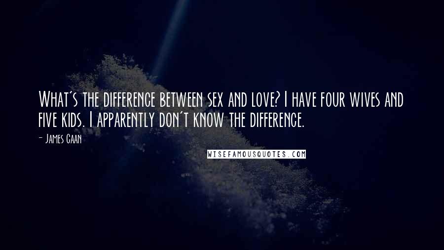 James Caan Quotes: What's the difference between sex and love? I have four wives and five kids. I apparently don't know the difference.