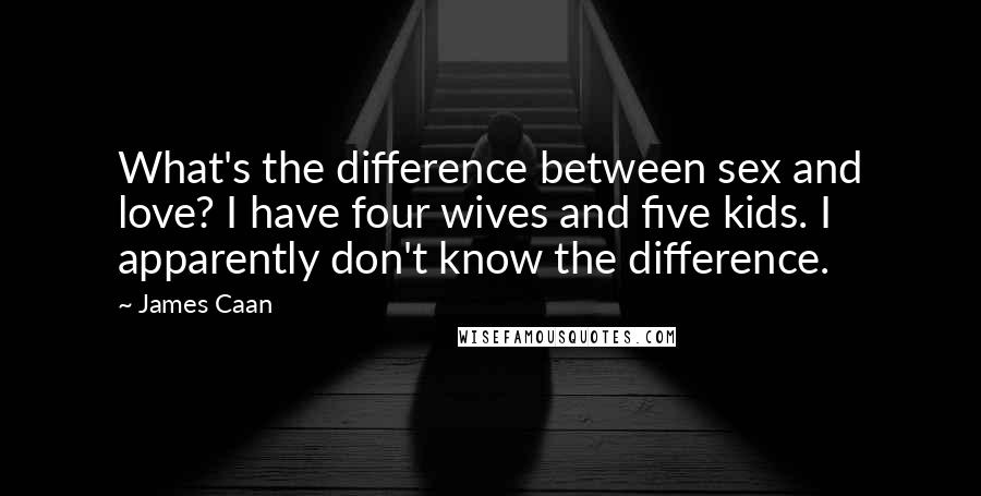 James Caan Quotes: What's the difference between sex and love? I have four wives and five kids. I apparently don't know the difference.