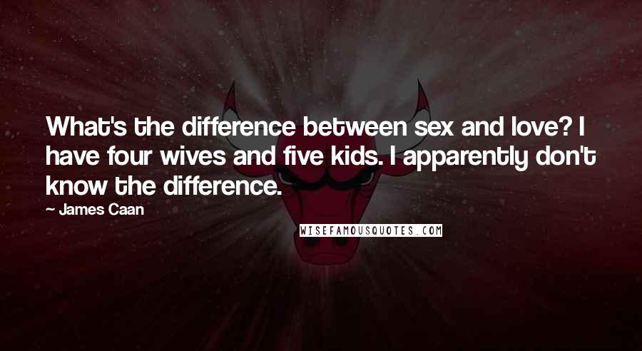 James Caan Quotes: What's the difference between sex and love? I have four wives and five kids. I apparently don't know the difference.