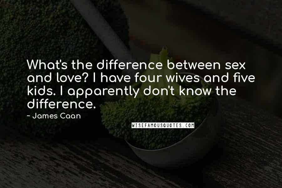 James Caan Quotes: What's the difference between sex and love? I have four wives and five kids. I apparently don't know the difference.