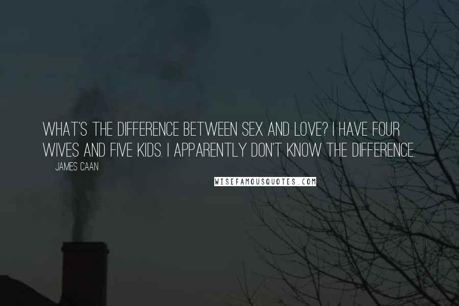 James Caan Quotes: What's the difference between sex and love? I have four wives and five kids. I apparently don't know the difference.