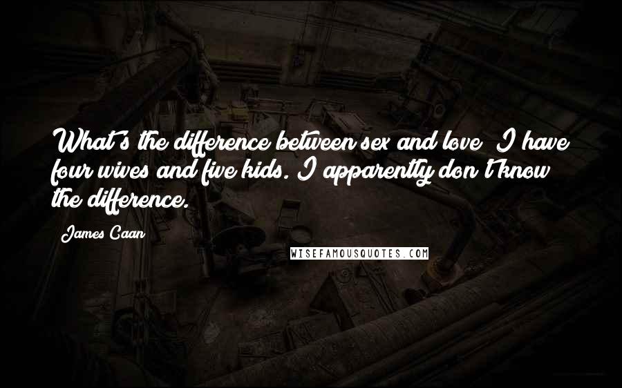 James Caan Quotes: What's the difference between sex and love? I have four wives and five kids. I apparently don't know the difference.