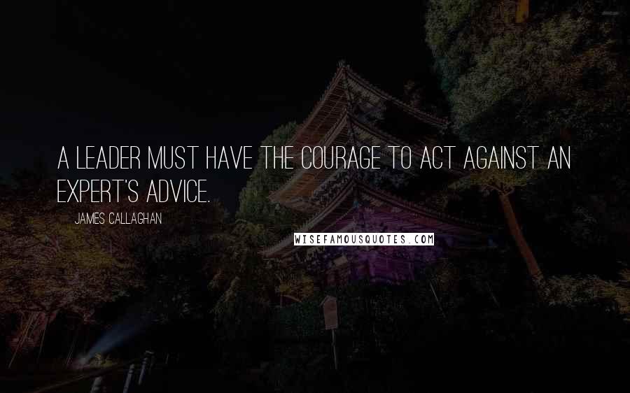 James Callaghan Quotes: A leader must have the courage to act against an expert's advice.