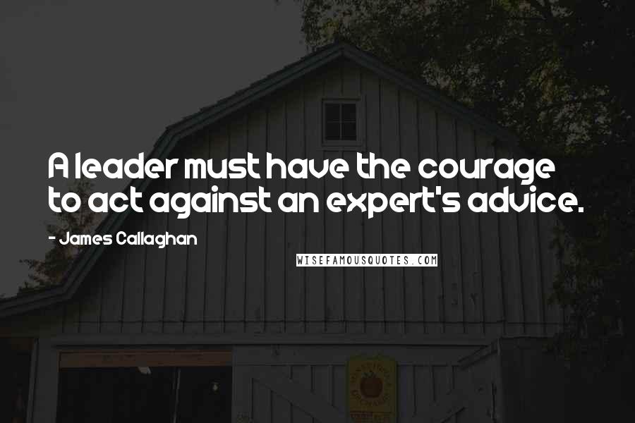 James Callaghan Quotes: A leader must have the courage to act against an expert's advice.