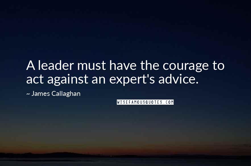 James Callaghan Quotes: A leader must have the courage to act against an expert's advice.