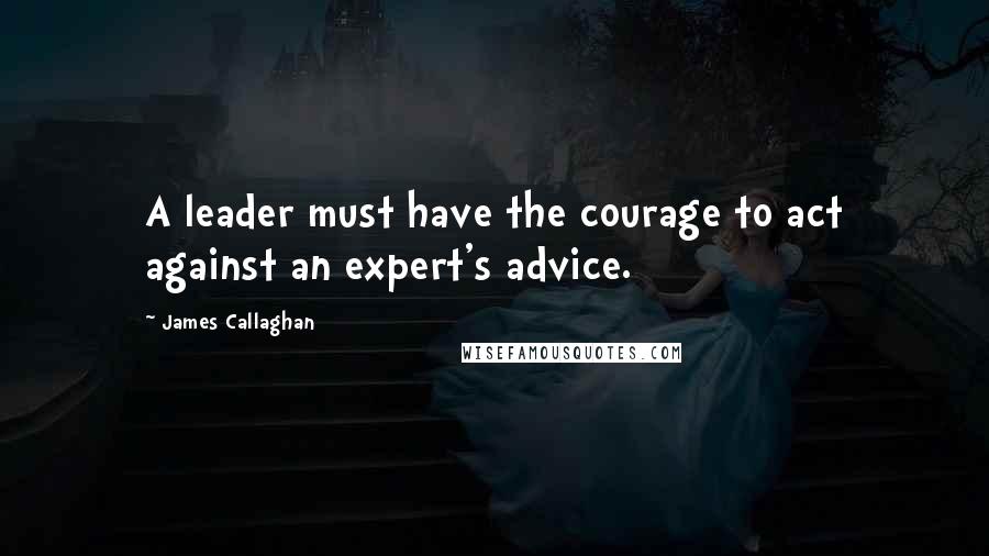 James Callaghan Quotes: A leader must have the courage to act against an expert's advice.