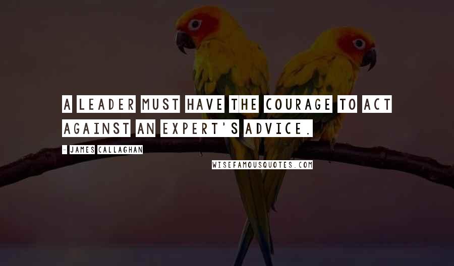 James Callaghan Quotes: A leader must have the courage to act against an expert's advice.