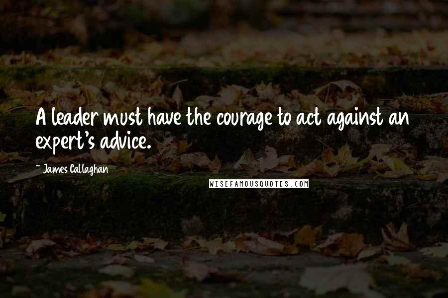 James Callaghan Quotes: A leader must have the courage to act against an expert's advice.