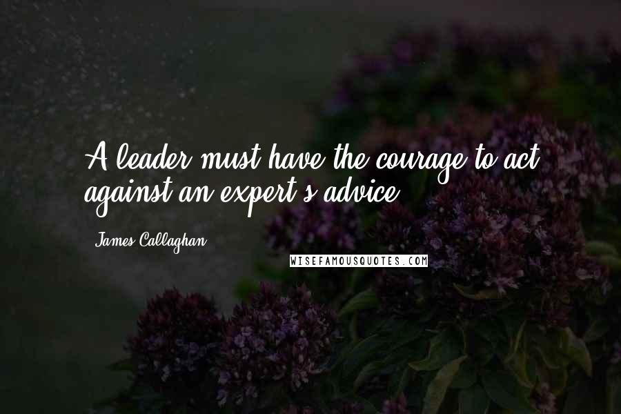 James Callaghan Quotes: A leader must have the courage to act against an expert's advice.