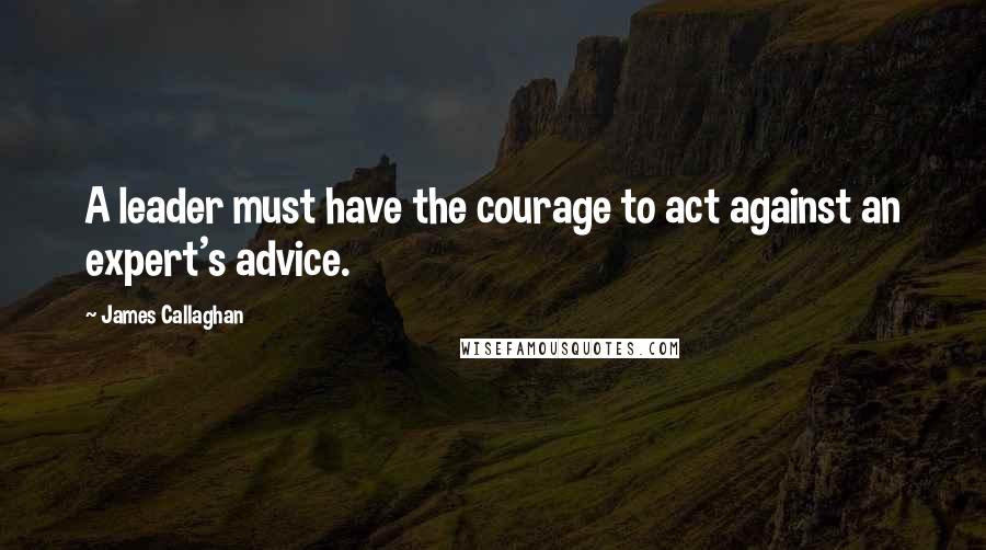 James Callaghan Quotes: A leader must have the courage to act against an expert's advice.