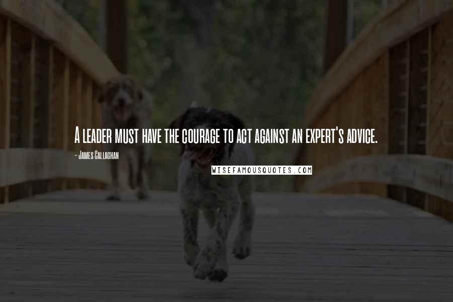 James Callaghan Quotes: A leader must have the courage to act against an expert's advice.