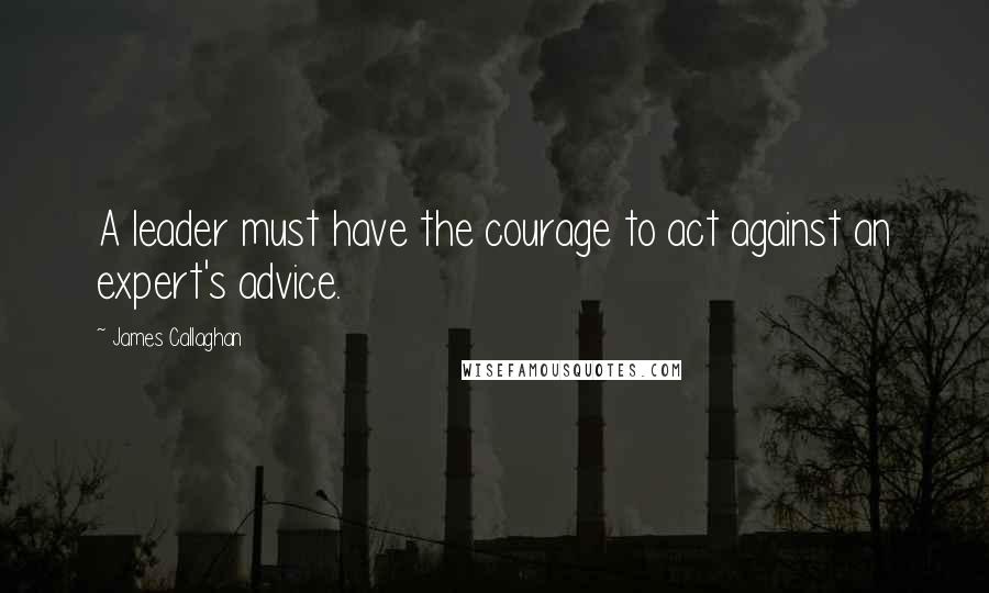 James Callaghan Quotes: A leader must have the courage to act against an expert's advice.