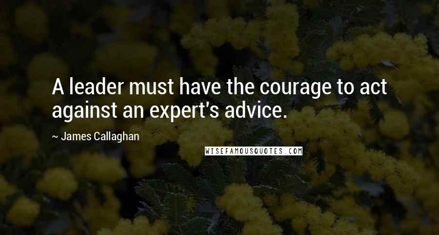 James Callaghan Quotes: A leader must have the courage to act against an expert's advice.