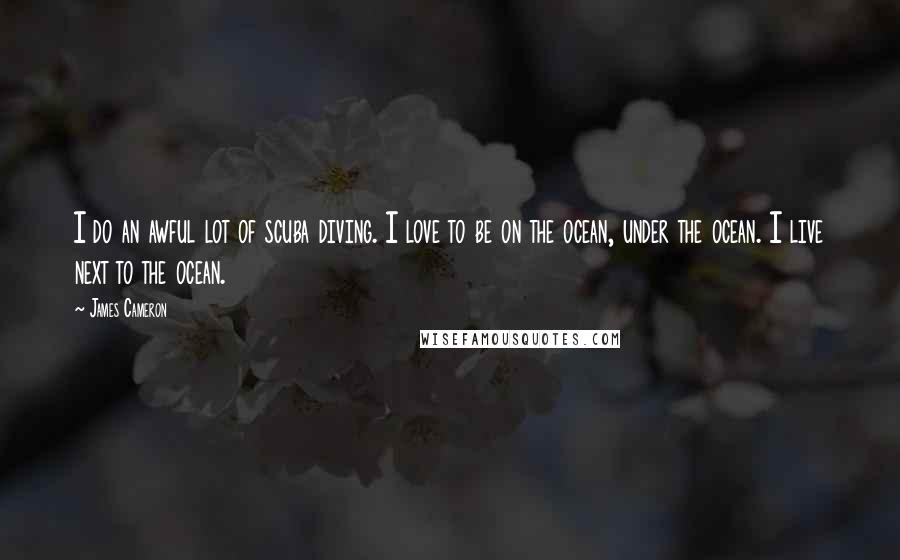 James Cameron Quotes: I do an awful lot of scuba diving. I love to be on the ocean, under the ocean. I live next to the ocean.