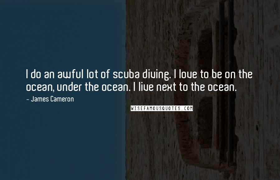 James Cameron Quotes: I do an awful lot of scuba diving. I love to be on the ocean, under the ocean. I live next to the ocean.