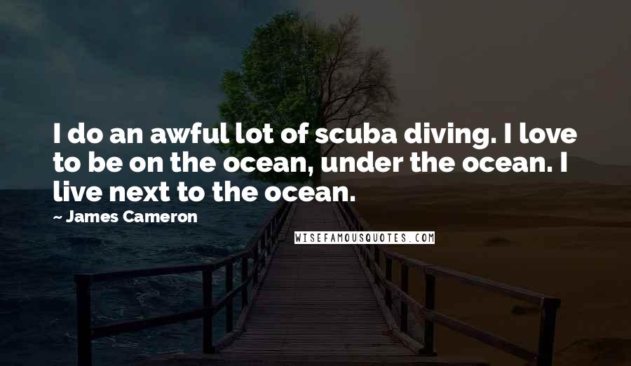 James Cameron Quotes: I do an awful lot of scuba diving. I love to be on the ocean, under the ocean. I live next to the ocean.